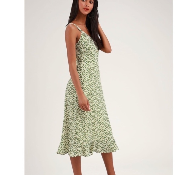 Lulus Green Floral Print Midi Dress - Picture 4 of 12